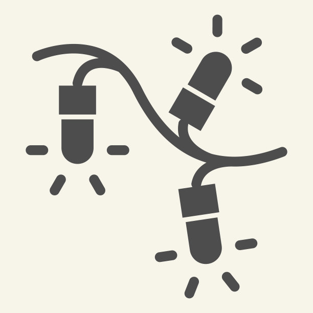 花环坚实的图标。圣诞灯字形风格的象形文字上的白色背景。发光灯泡为圣诞节和新年的移动概念和网页设计装饰。矢量图形。图片下载