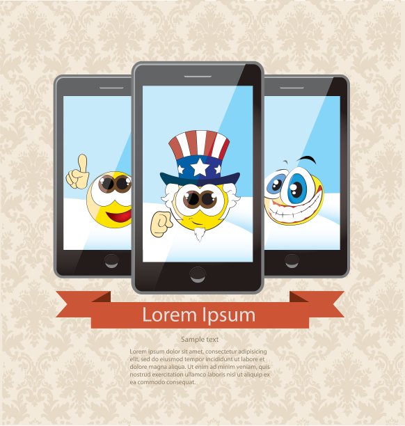 3个触屏手机设备图片下载