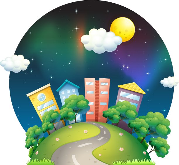 一座有高楼和树木的城市图片下载