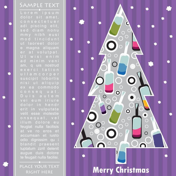 装饰卡片与新年树图片下载