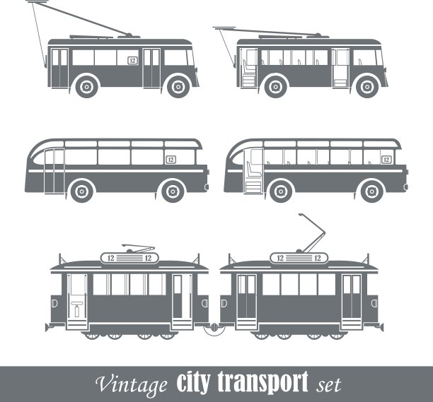 老式城市交通工具集图片下载