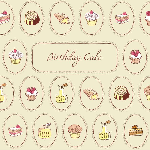 纸杯蛋糕生日卡片图片下载