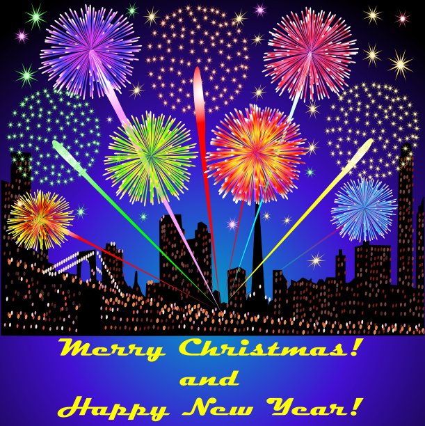 建筑物上方的节日烟花图片下载