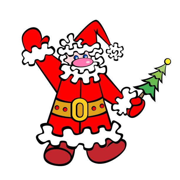 圣诞老人带着小枞树图片下载