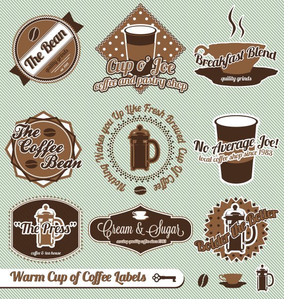 一杯咖啡的标签图片下载