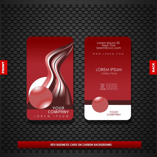 红色名片上的碳背景图片下载