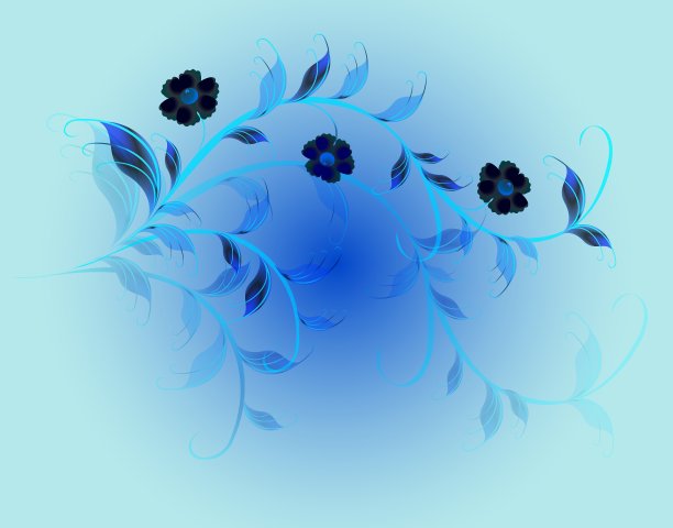 波浪形的美丽的蓝色花朵上的蓝色图片下载