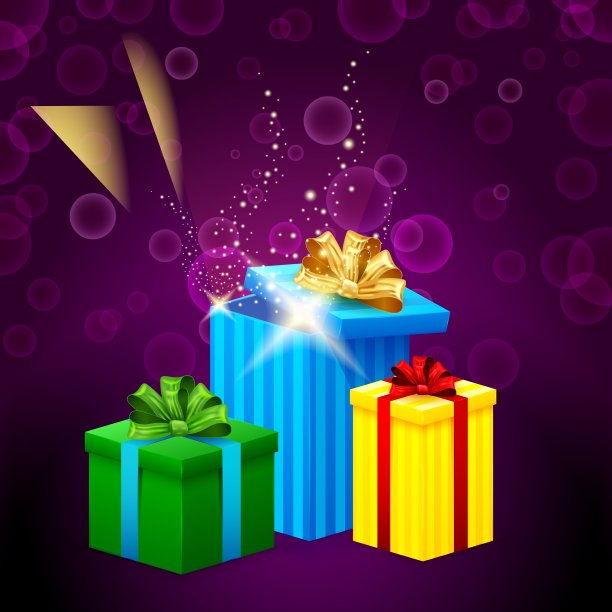 一套美丽的灯光来自礼品盒图片下载