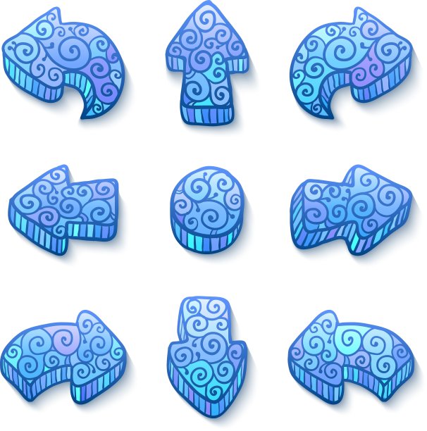 一套蓝色涂鸦华丽的箭头图片下载