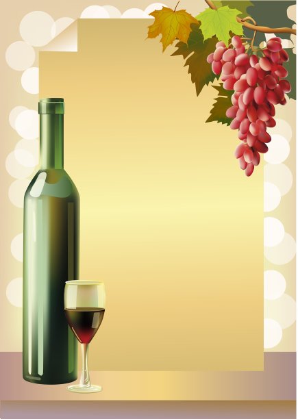成熟的葡萄酒杯和瓶装葡萄酒图片下载
