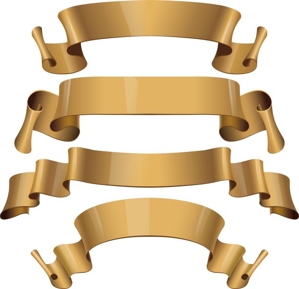 白色背景上的金色光泽缎带图片下载