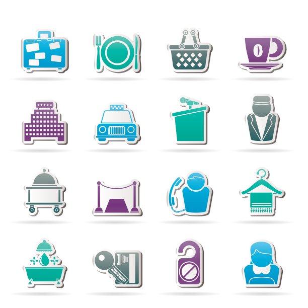 酒店和汽车旅馆服务图标图片下载