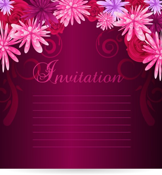 邀请模板与抽象的花图片下载