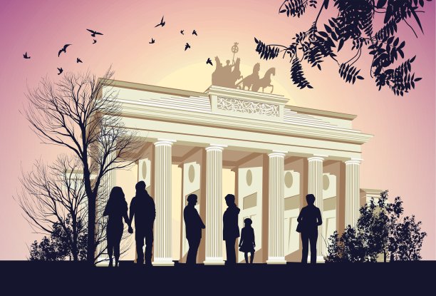 一群人在勃兰登堡附近散步图片下载