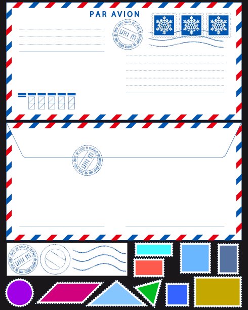 航空信封及邮票图片下载