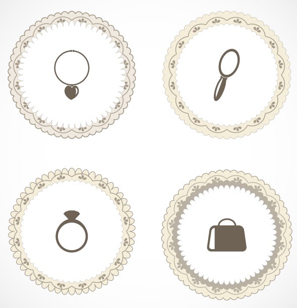 带有图标的复古标签图片下载