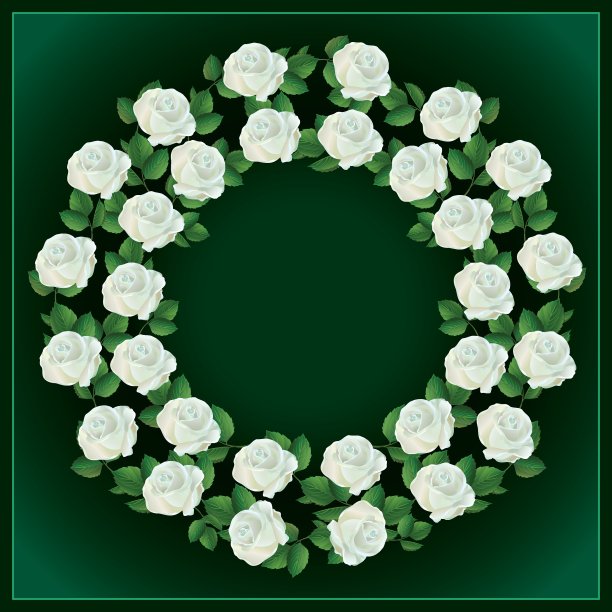 白玫瑰元素点缀设计图片下载