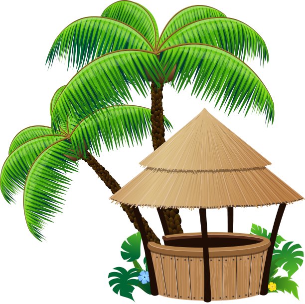 平房酒吧和棕榈树图片下载