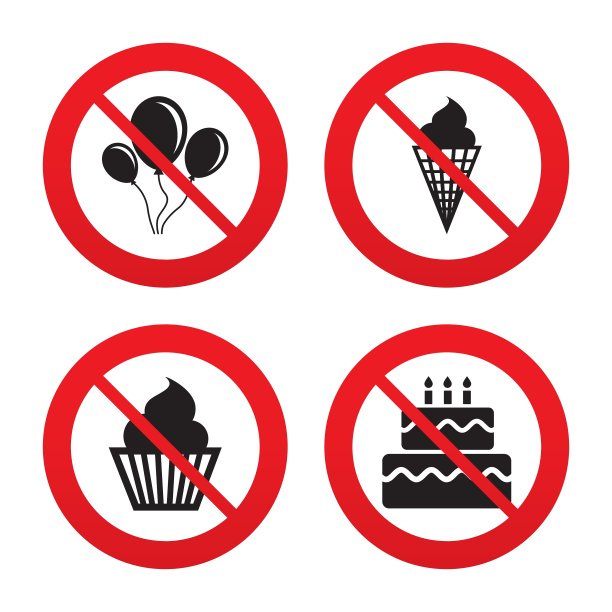 生日聚会图标蛋糕与冰淇淋象征图片下载