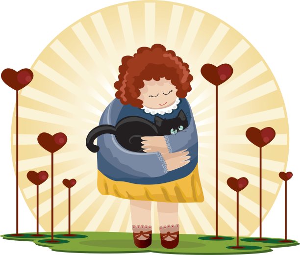 女孩和她的猫图片下载