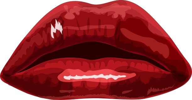 大红唇在白色背景上的轨迹图片下载