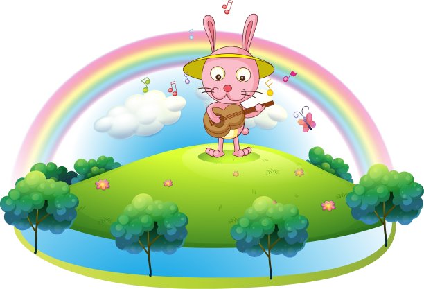 小兔子在山上弹吉他图片下载