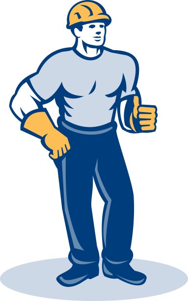 建筑工人为复古竖起大拇指图片下载