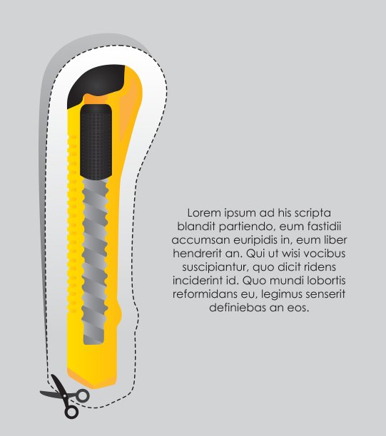 带有切割线的黄色切割机标签图片下载