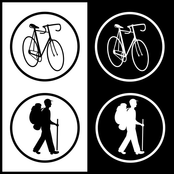 自行车和旅行者的标志图片下载