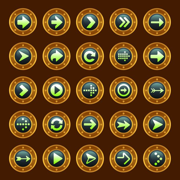 蒸汽朋克箭头按钮图片下载