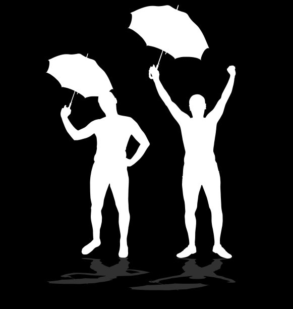男人打着伞的剪影图片下载
