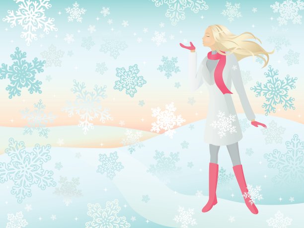雪的女孩图片下载