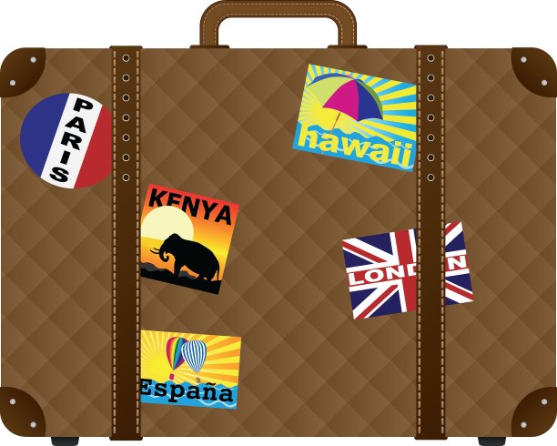 手提箱和贴纸图片下载