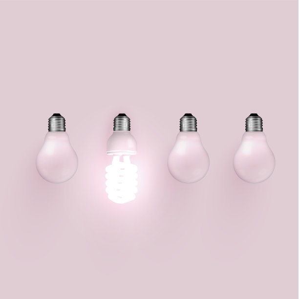 旧灯泡中的节能灯泡，矢量插图图片下载