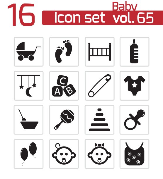 黑色婴儿图标套装图片下载