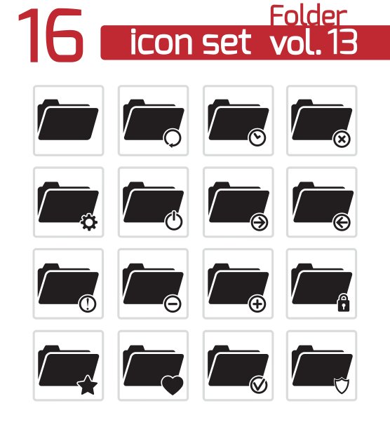 黑色文件夹图标集图片下载