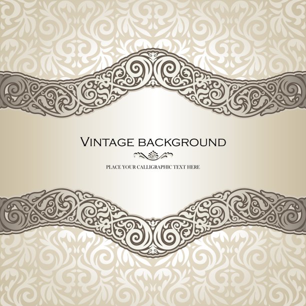 复古风格的奶油邀请卡图片下载