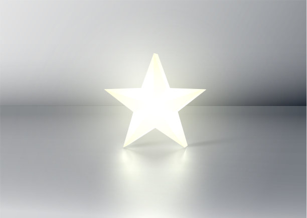 发光的3D星星在灰色背景，矢量插图图片下载