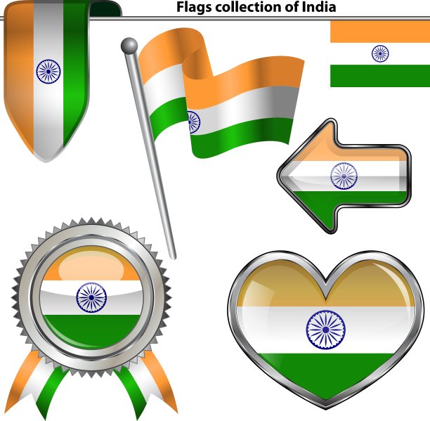 印着印度国旗的光滑图标图片下载