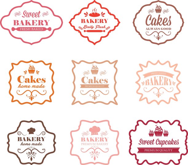 复古复古的面包店标签的集合图片下载