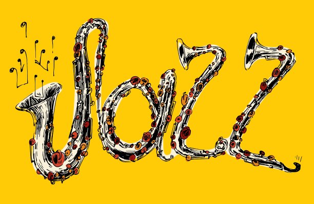 爵士乐概念音乐雕刻手绘草图图片下载