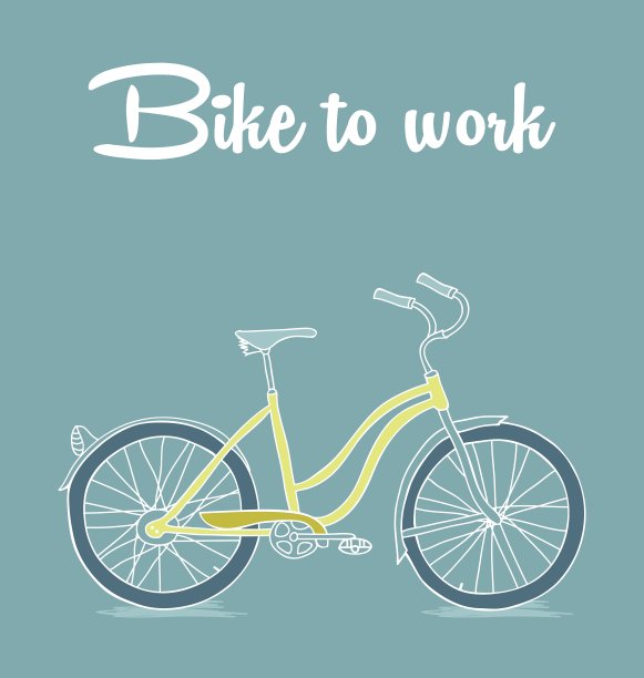 带有自行车的复古海报图片下载