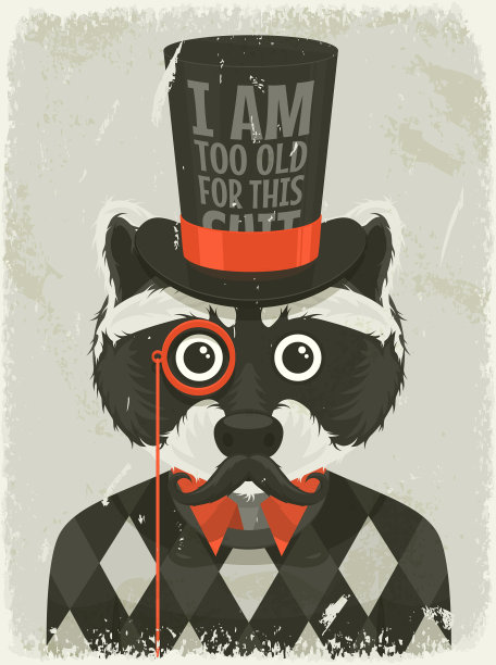 嬉皮士浣熊的老照片图片下载