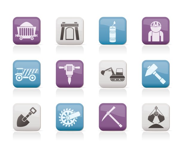 采矿和采石业对象和图标图片下载