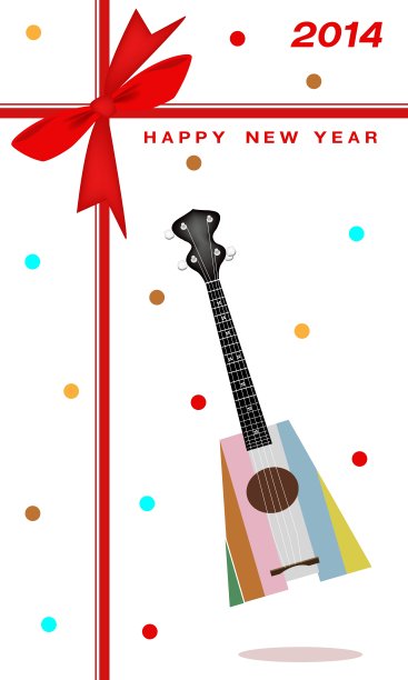 2014年尤克里里吉他新年礼品卡图片下载