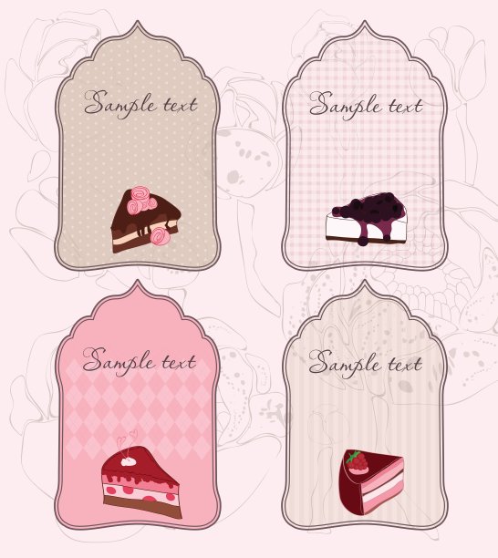 一套可爱的蛋糕标签的设计图片下载