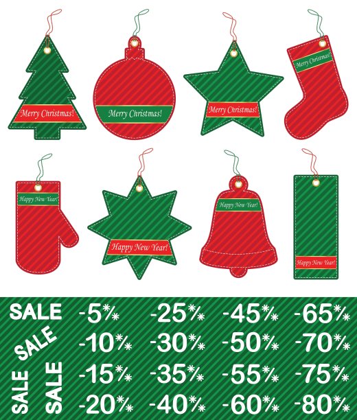 圣诞节和新年的价格标签图片下载