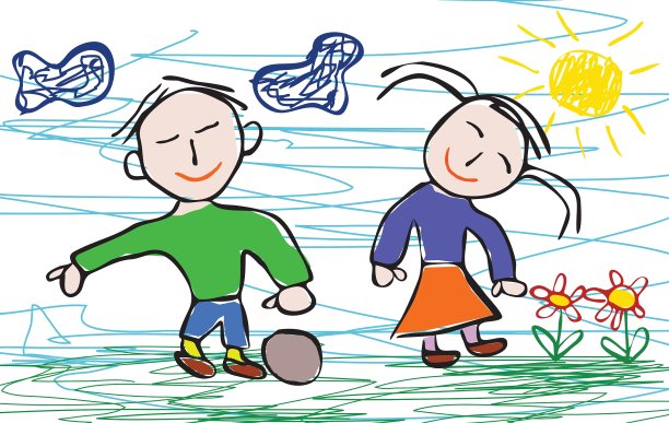 孩子们画男孩和女孩的风格图片下载