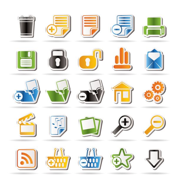 25个简单的现实详细的互联网图标图片下载