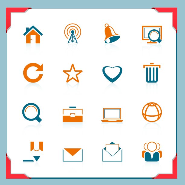 一个框架系列中的互联网图标图片下载